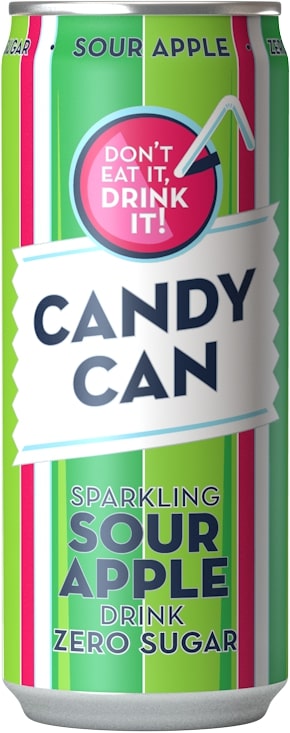 Gazuotas Gaivusis Gėrimas Candy Can, Obuolių Skonio, Su Saldikliais, 0.33L D