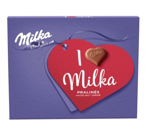 Pieninio Šokolado Saldainiai Milka, Su Migdolų Įdaru (38%), 110 G